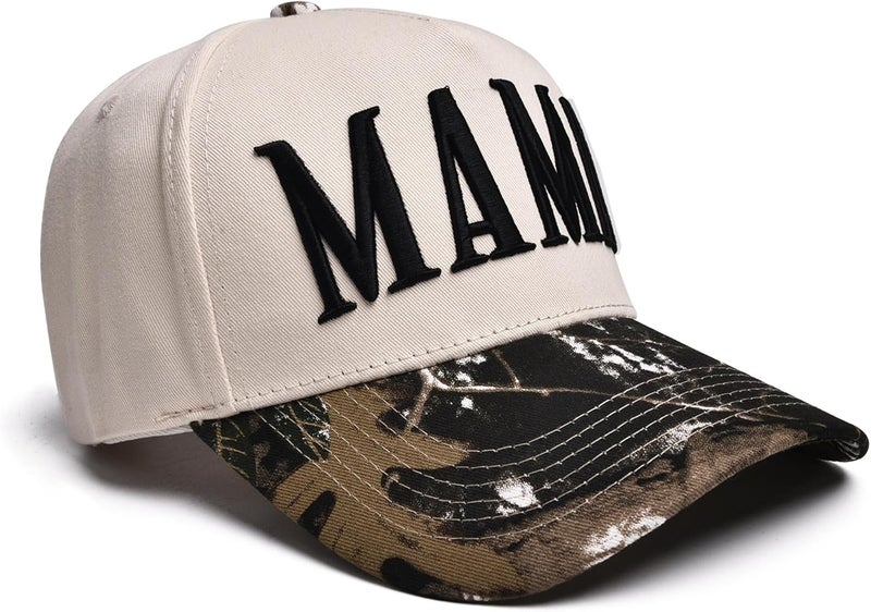 Abdkw Mommin Trucker Hat | Vintage Two-Tone Women's Baseball Cap,with Mommin Embroidery Ponytail Fit,Outdoor and Daily Use - Image 2